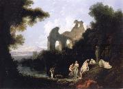 unknow artist Landscape,Ruins and Figure France oil painting artist